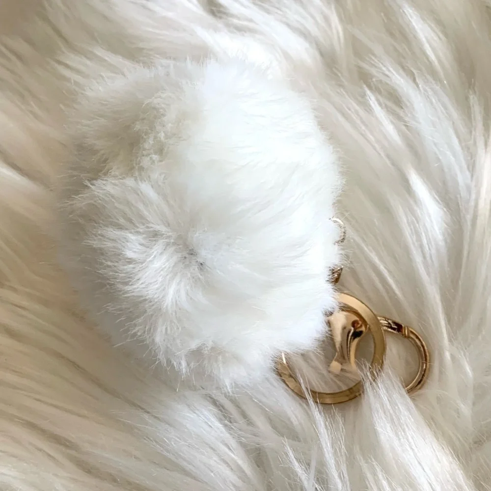 NWOT White Poof Key Chain